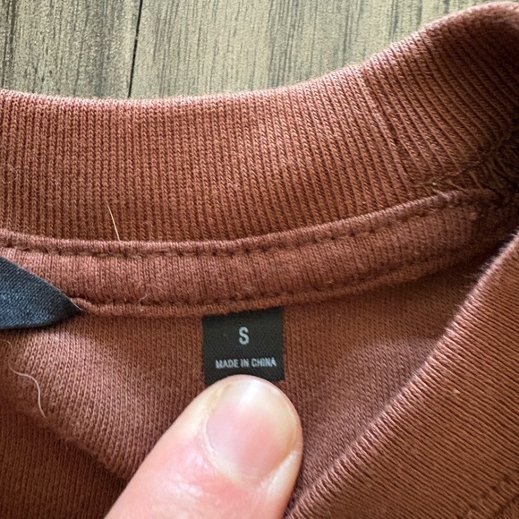 Cuts Clothing x Revolve Almost Friday Tee Cropped in Brown Jersey Tee Small - Picture 6 of 7